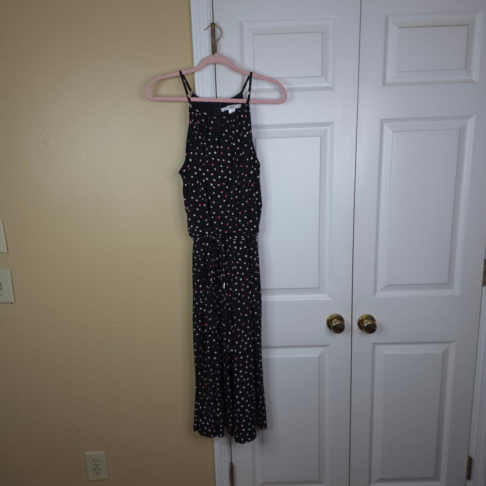 WISP Sleeveless Cropped Wide Leg Belted Jumpsuit in Polka Dot Size 14
